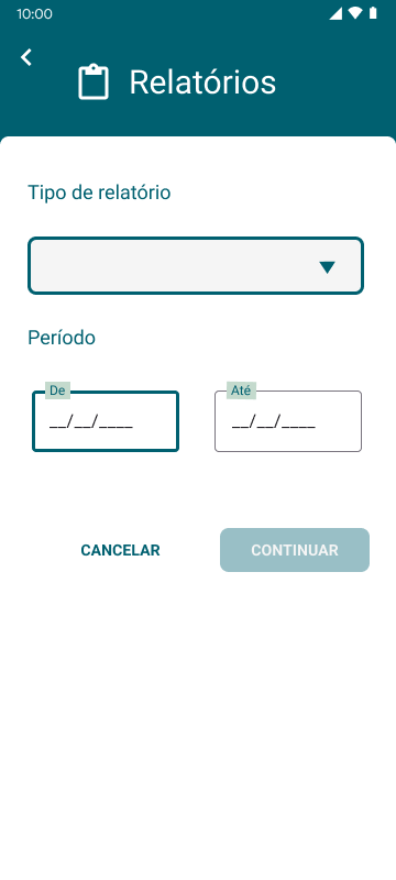 Tela de relatórios do aplicativo PRF