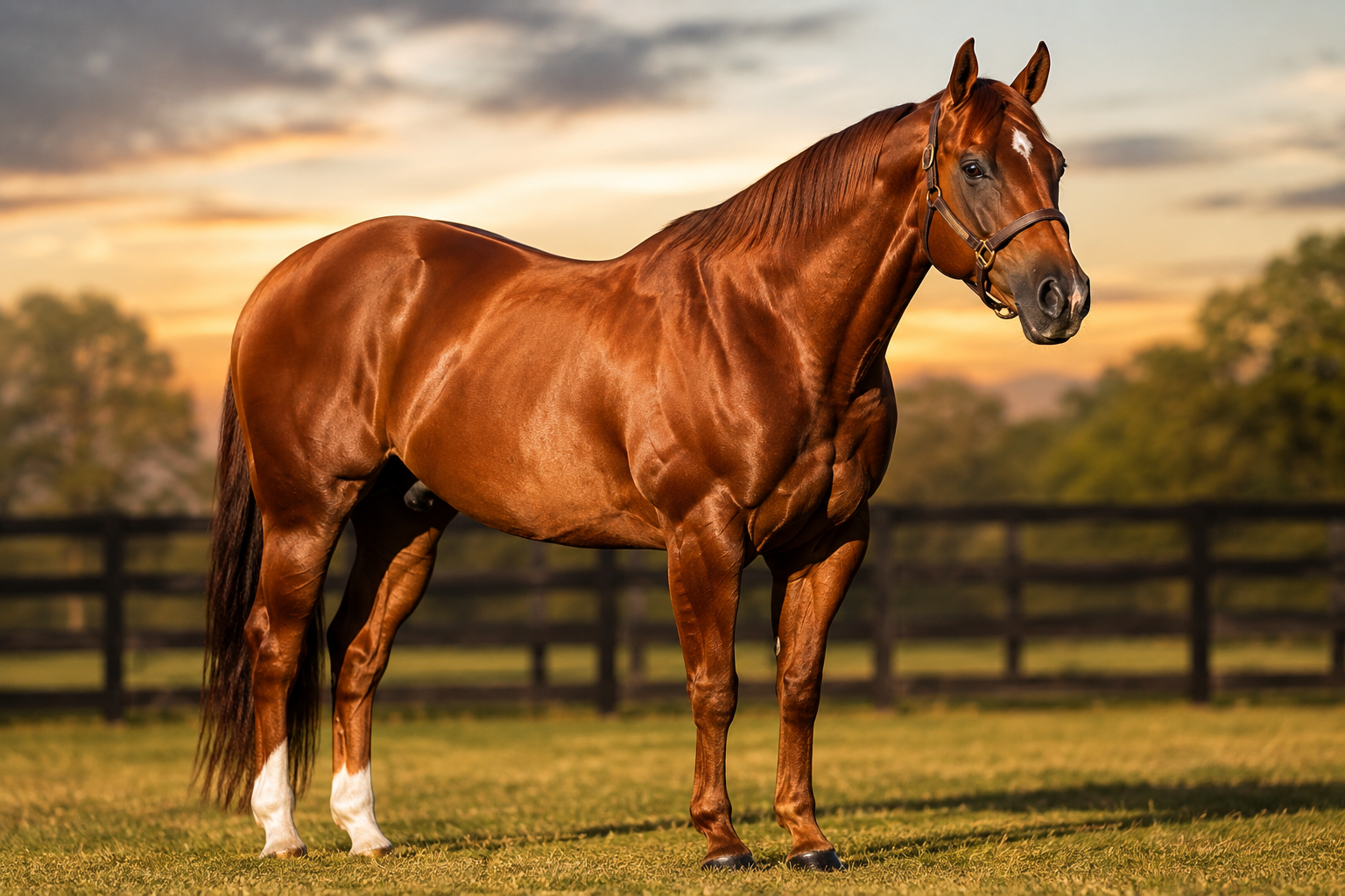 Cavalo em criação no mercado equestre